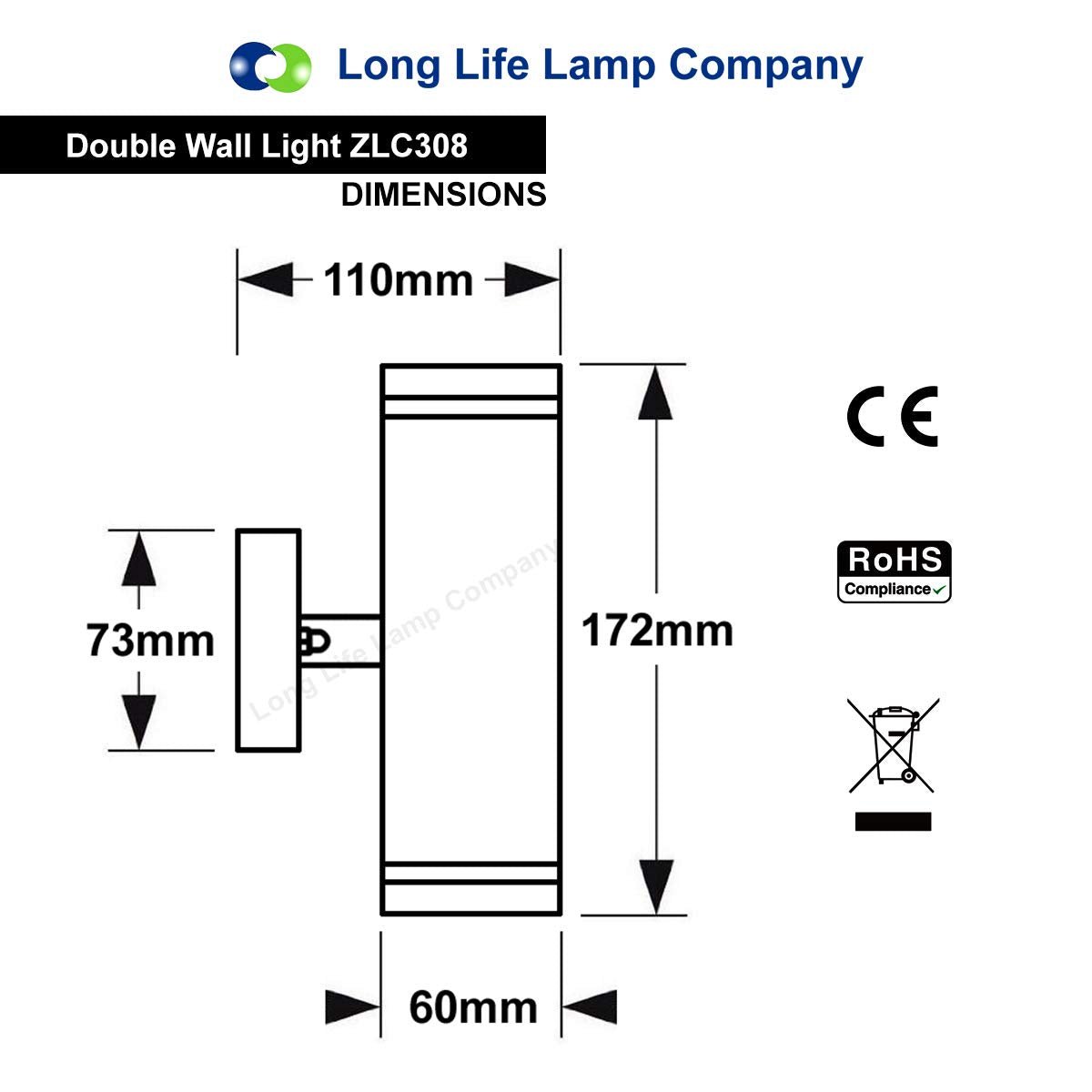 Modern Outdoor Wall Light Up Down IP65 Stainless Steel Clear Diffuser - Energy Light Bulbs - Free delivery on all orders