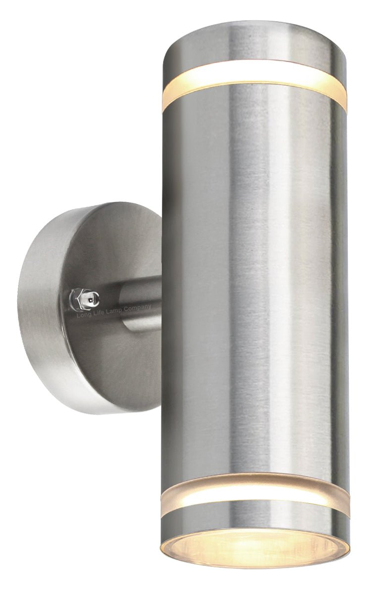 Modern Outdoor Wall Light Up Down IP65 Stainless Steel Clear Diffuser - Energy Light Bulbs - Free delivery on all orders