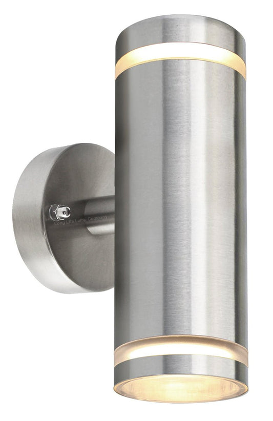 Modern Outdoor Wall Light Up Down IP65 Stainless Steel Clear Diffuser - Energy Light Bulbs - Free delivery on all orders