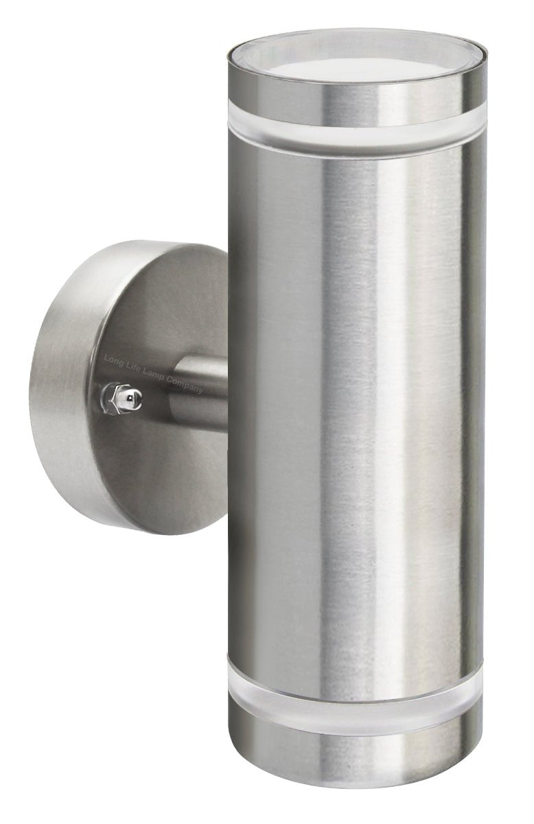 Modern Outdoor Wall Light Up Down IP65 Stainless Steel Clear Diffuser - Energy Light Bulbs - Free delivery on all orders