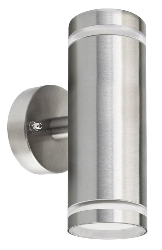 Modern Outdoor Wall Light Up Down IP65 Stainless Steel Clear Diffuser - Energy Light Bulbs - Free delivery on all orders