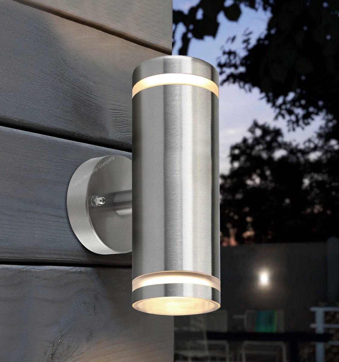 Modern Outdoor Wall Light Up Down IP65 Stainless Steel Clear Diffuser - Energy Light Bulbs - Free delivery on all orders