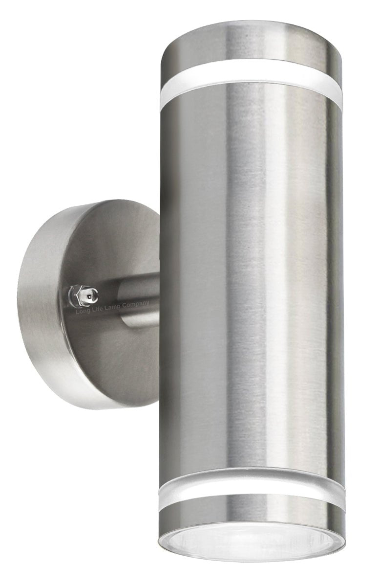 Modern Outdoor Wall Light Up Down IP65 Stainless Steel Clear Diffuser - Energy Light Bulbs - Free delivery on all orders