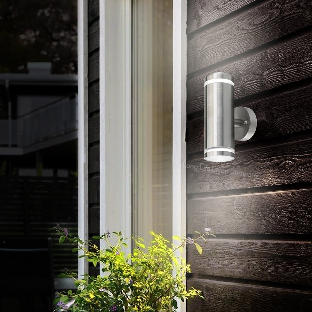 Modern Outdoor Wall Light Up Down IP65 Stainless Steel Clear Diffuser ZLC308 - Free delivery on all orders