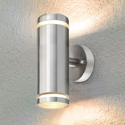 Modern Outdoor Wall Light Up Down IP65 Stainless Steel Clear Diffuser ZLC308 - Free delivery on all orders