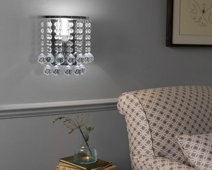 Modern Polished Chrome Crystal Droplet Chandelier Candle Wall Light Decor Lamp - Energy Light Bulbs - Free delivery on all orders