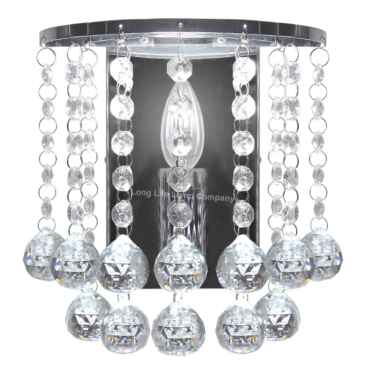 Modern Polished Chrome Crystal Droplet Chandelier Candle Wall Light Decor Lamp - Energy Light Bulbs - Free delivery on all orders