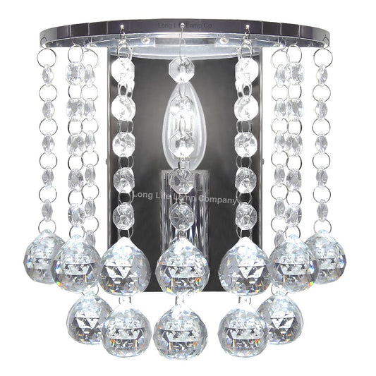 Modern Polished Chrome Crystal Droplet Chandelier Candle Wall Light Decor Lamp - Energy Light Bulbs - Free delivery on all orders