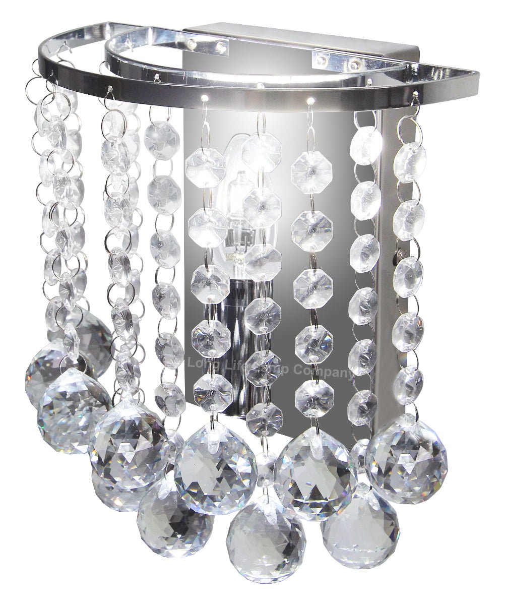 Modern Polished Chrome Crystal Droplet Chandelier Candle Wall Light Decor Lamp - Energy Light Bulbs - Free delivery on all orders