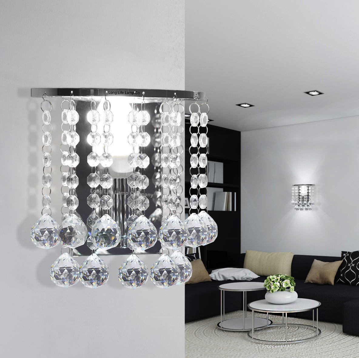 Modern Polished Chrome Crystal Droplet Chandelier Candle Wall Light Decor Lamp - Energy Light Bulbs - Free delivery on all orders