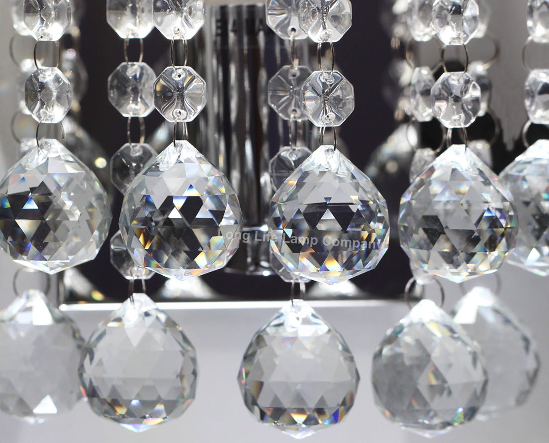 Modern Polished Chrome Crystal Droplet Chandelier Candle Wall Light Decor Lamp - Energy Light Bulbs - Free delivery on all orders
