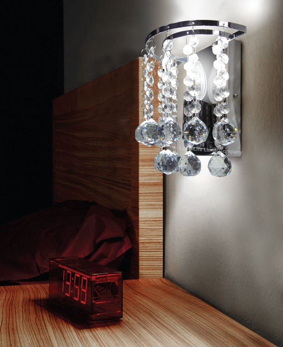 Modern Polished Chrome Crystal Droplet Chandelier Candle Wall Light Decor Lamp - Energy Light Bulbs - Free delivery on all orders