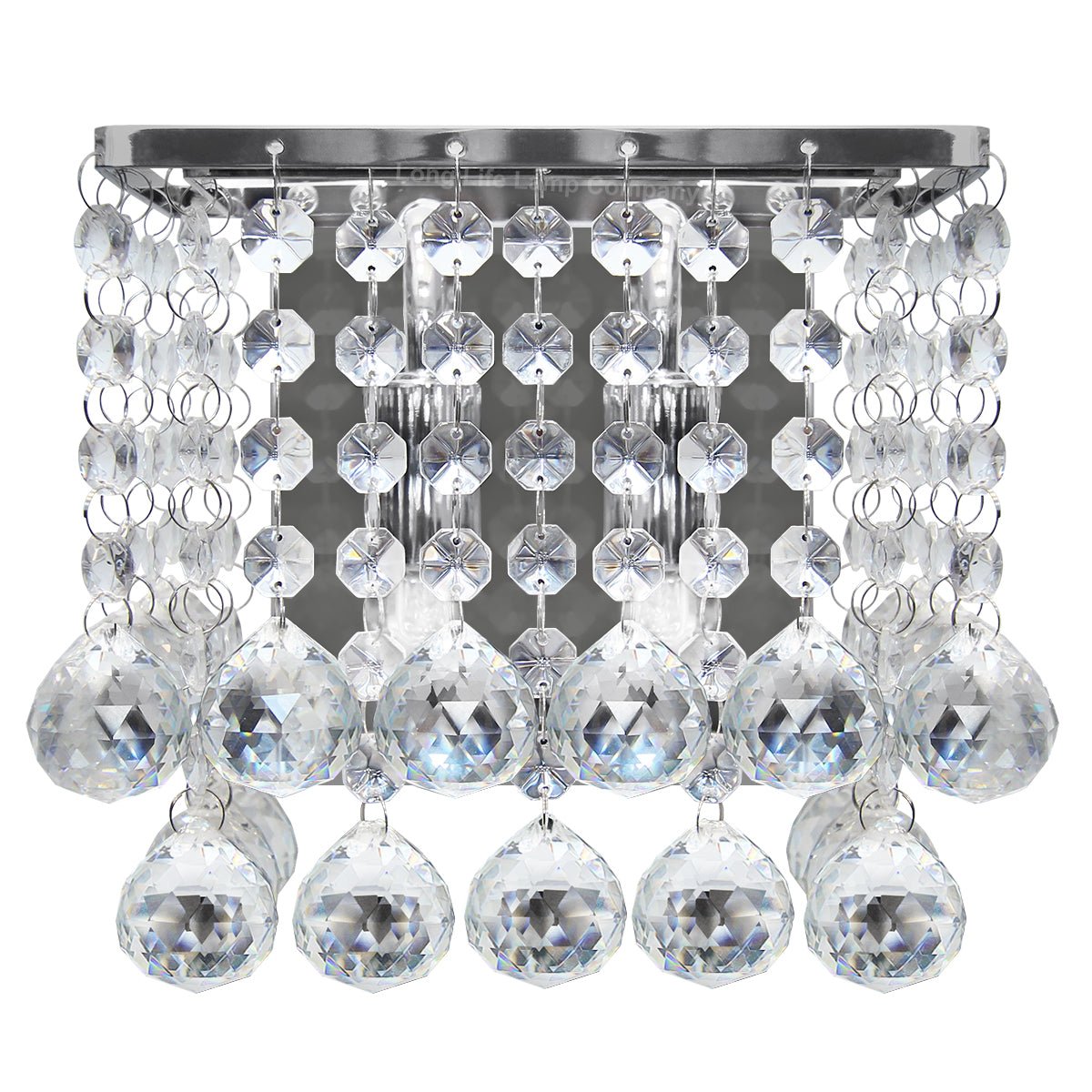Modern Polished Chrome Indoor Wall Light Chandelier Crystal Droplets Twin G9 Lamp - Energy Light Bulbs - Free delivery on all orders