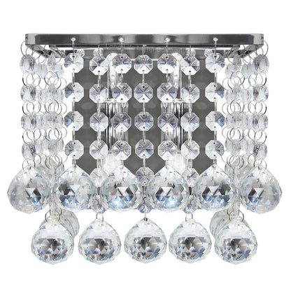 Modern Polished Chrome Indoor Wall Light Chandelier Crystal Droplets Twin G9 Lamp - Energy Light Bulbs - Free delivery on all orders