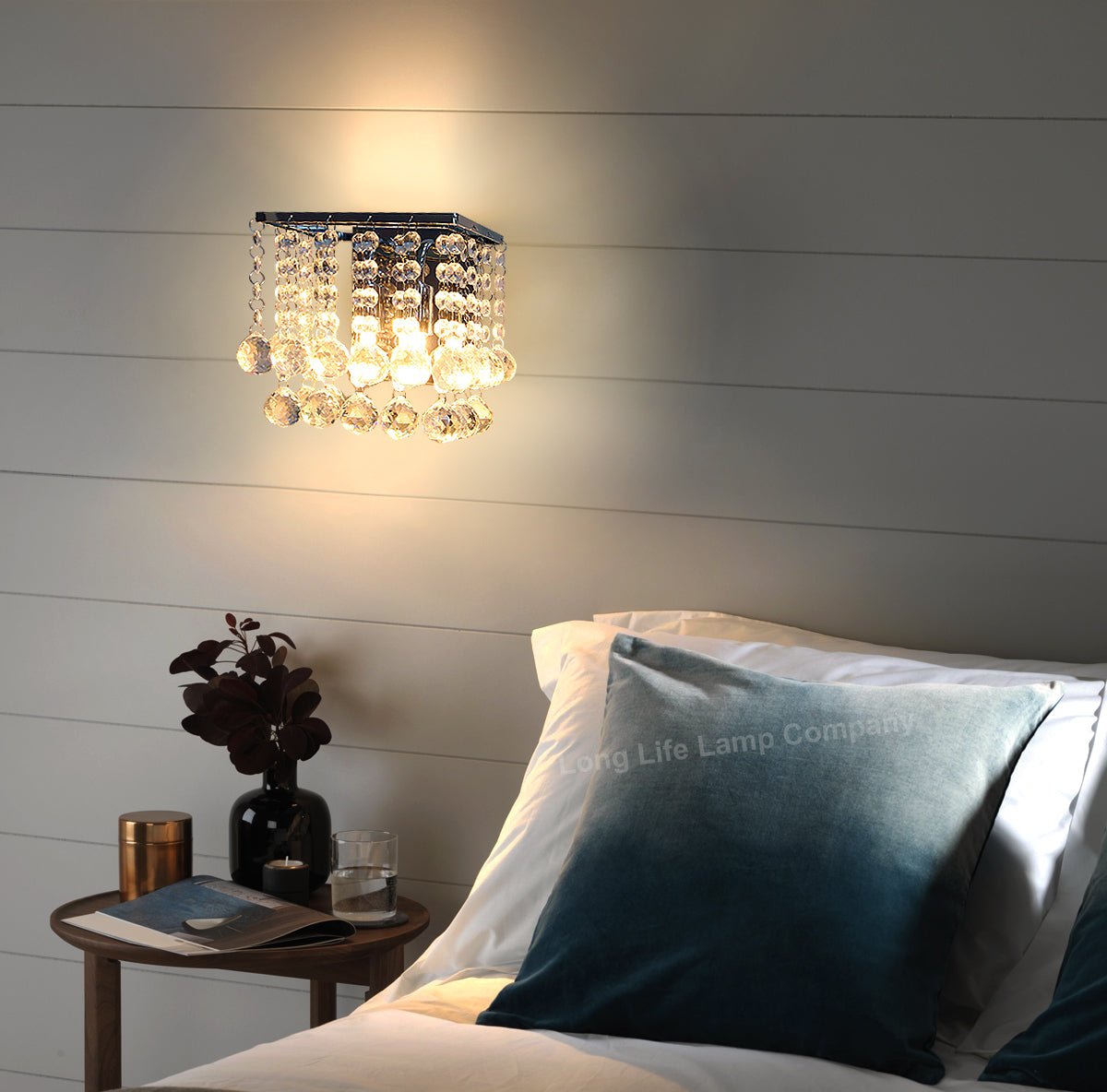 Modern Polished Chrome Indoor Wall Light Chandelier Crystal Droplets Twin G9 Lamp - Energy Light Bulbs - Free delivery on all orders