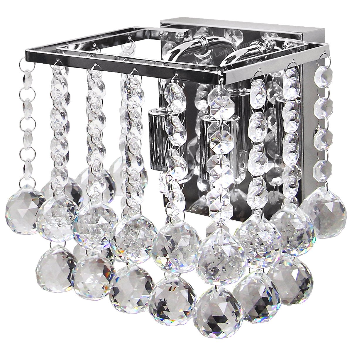 Modern Polished Chrome Indoor Wall Light Chandelier Crystal Droplets Twin G9 Lamp - Energy Light Bulbs - Free delivery on all orders