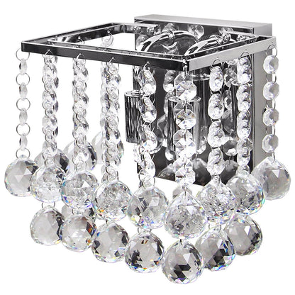 Modern Polished Chrome Indoor Wall Light Chandelier Crystal Droplets Twin G9 Lamp - Energy Light Bulbs - Free delivery on all orders