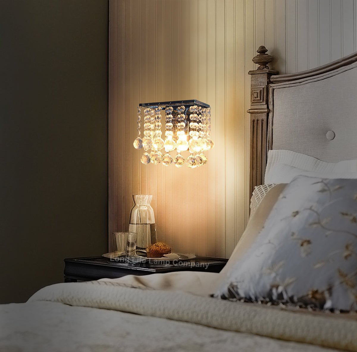 Modern Polished Chrome Indoor Wall Light Chandelier Crystal Droplets Twin G9 Lamp - Energy Light Bulbs - Free delivery on all orders