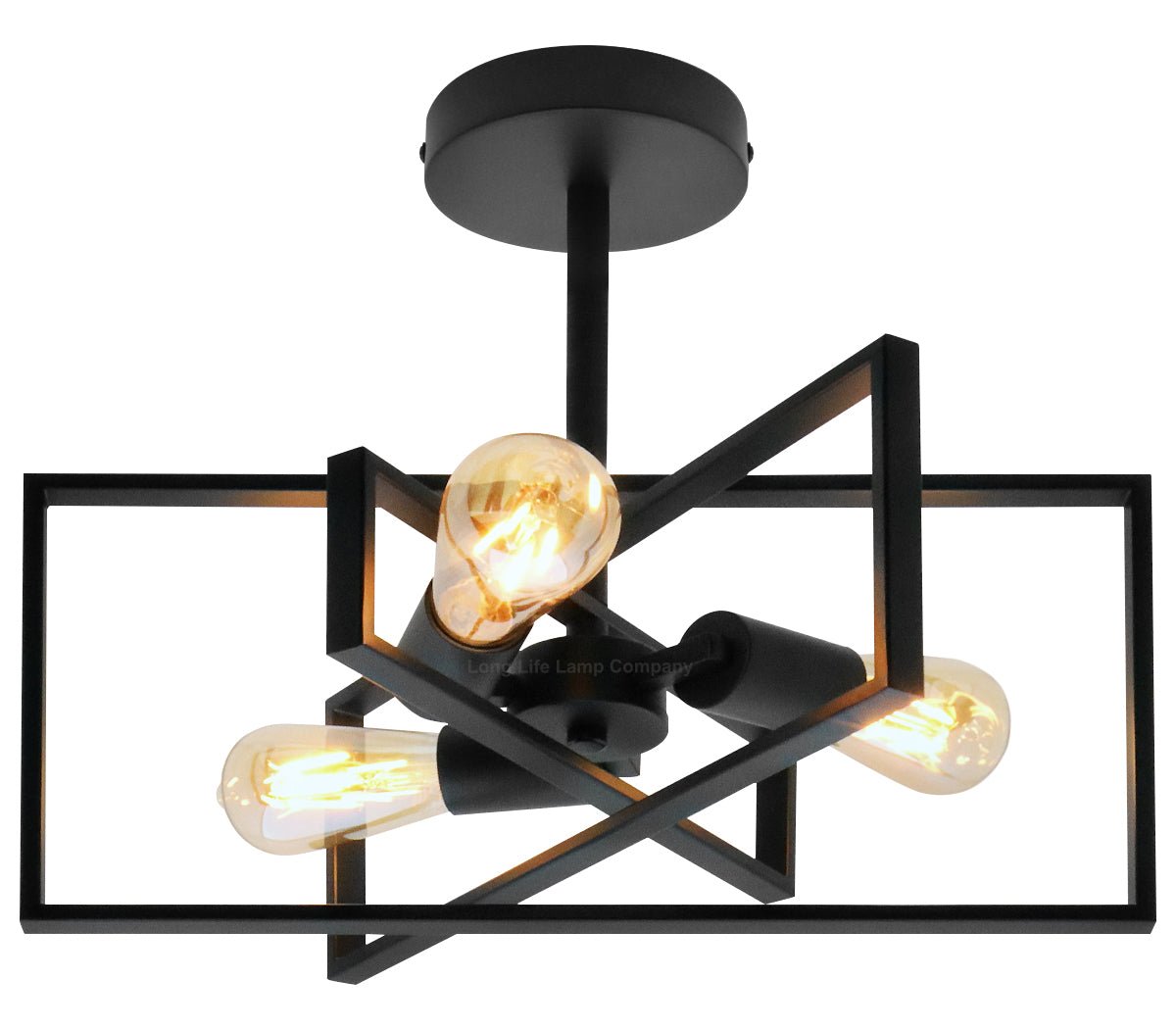 Modern Rectangular Black Ceiling Pendant Light 3 Light Semi Flush - Energy Light Bulbs - Free delivery on all orders