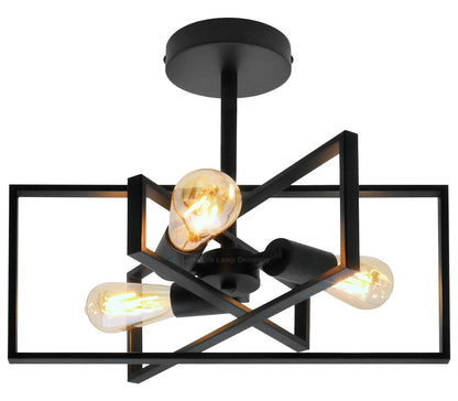 Modern Rectangular Black Ceiling Pendant Light 3 Light Semi Flush - Energy Light Bulbs - Free delivery on all orders