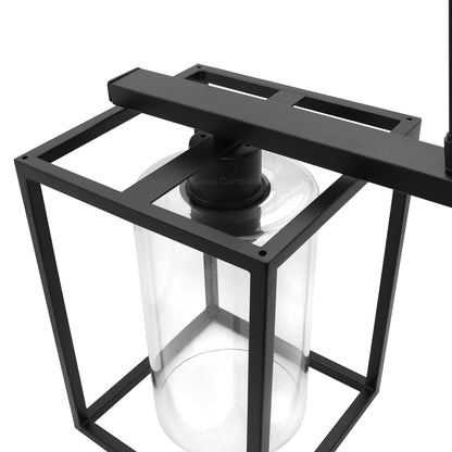Modern Rectangular Ceiling Lantern Pendant Light Black Frame Clear Glass 3 Light - Energy Light Bulbs - Free delivery on all orders