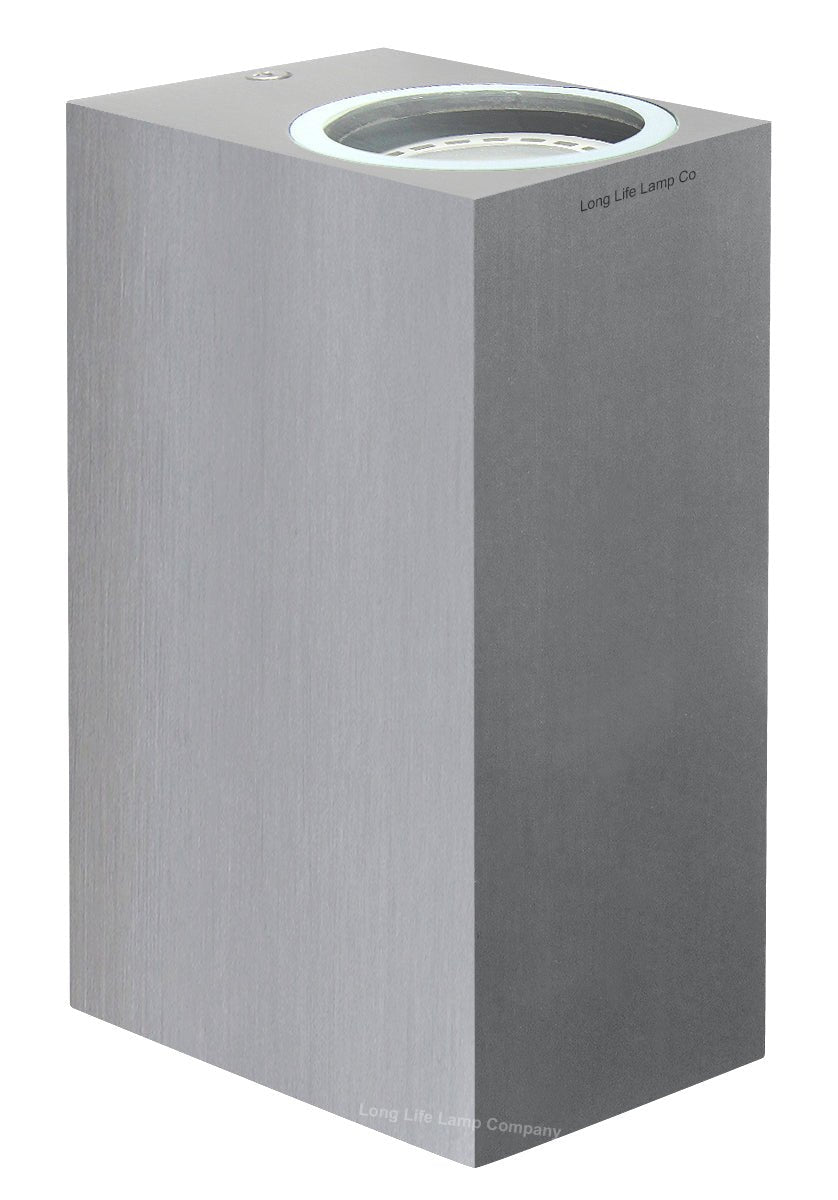Modern Rectangular Up Down Aluminium Finish Outdoor Wall Light Fixture GU10 - Energy Light Bulbs - Free delivery on all orders