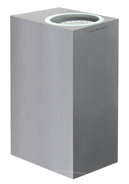 Modern Rectangular Up Down Aluminium Finish Outdoor Wall Light Fixture GU10 - Energy Light Bulbs - Free delivery on all orders