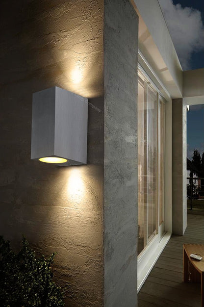 Modern Rectangular Up Down Aluminium Finish Outdoor Wall Light Fixture GU10 - Energy Light Bulbs - Free delivery on all orders
