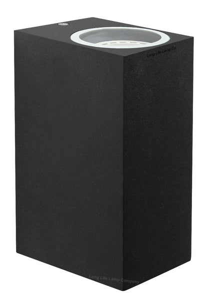 Modern Rectangular Up Down Matt Black Outdoor Wall Light Fixture GU10 - Energy Light Bulbs - Free delivery on all orders