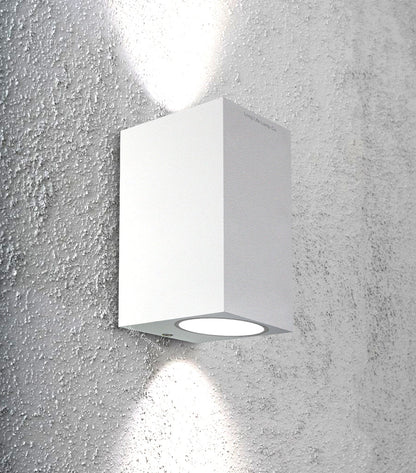 Modern Rectangular Up Down Matt White Outdoor Wall Light - Energy Light Bulbs - Free delivery on all orders