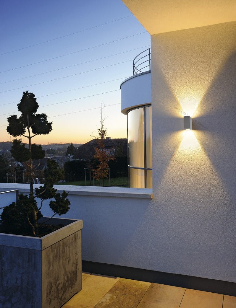 Modern Rectangular Up Down Matt White Outdoor Wall Light - Energy Light Bulbs - Free delivery on all orders