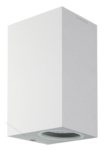 Modern Rectangular Up Down Matt White Outdoor Wall Light - Energy Light Bulbs - Free delivery on all orders