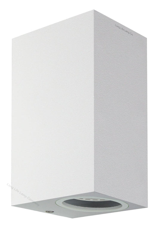 Modern Rectangular Up Down Matt White Outdoor Wall Light - Energy Light Bulbs - Free delivery on all orders