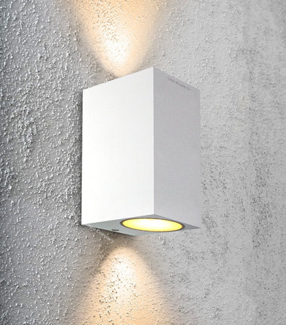 Modern Rectangular Up Down Matt White Outdoor Wall Light - Energy Light Bulbs - Free delivery on all orders