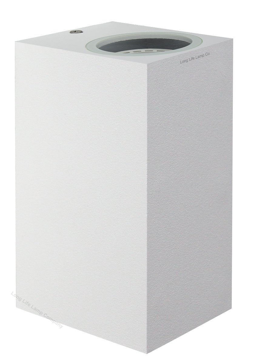Modern Rectangular Up Down Matt White Outdoor Wall Light - Energy Light Bulbs - Free delivery on all orders