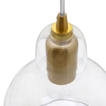 Modern Retro Ceiling Brass Pendant Light Transparent Globe Glass Lamp Shade - Energy Light Bulbs - Free delivery on all orders