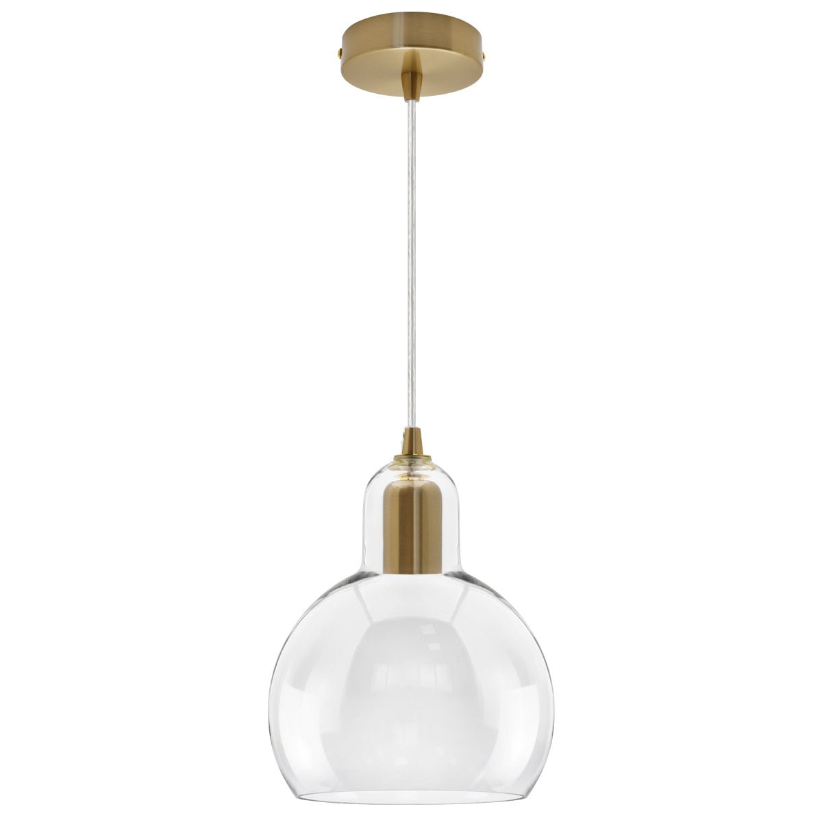 Modern Retro Ceiling Brass Pendant Light Transparent Globe Glass Lamp Shade - Energy Light Bulbs - Free delivery on all orders
