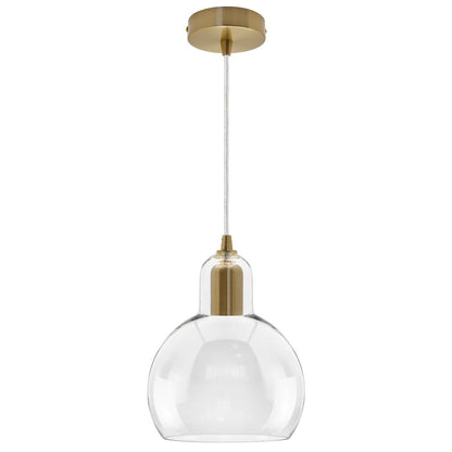 Modern Retro Ceiling Brass Pendant Light Transparent Globe Glass Lamp Shade - Energy Light Bulbs - Free delivery on all orders