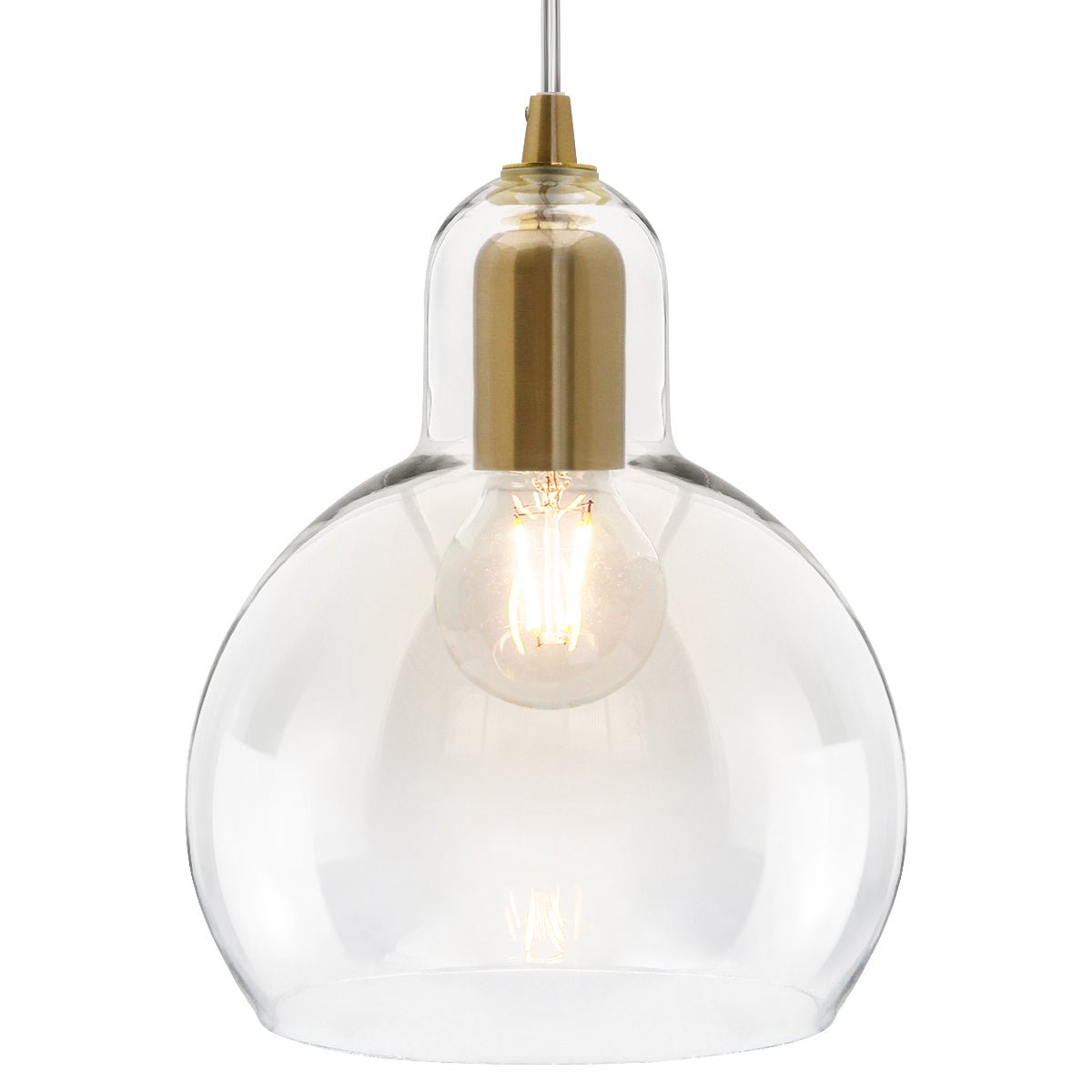 Modern Retro Ceiling Brass Pendant Light Transparent Globe Glass Lamp Shade - Energy Light Bulbs - Free delivery on all orders