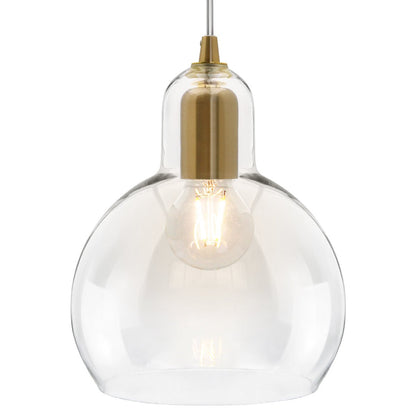 Modern Retro Ceiling Brass Pendant Light Transparent Globe Glass Lamp Shade - Energy Light Bulbs - Free delivery on all orders