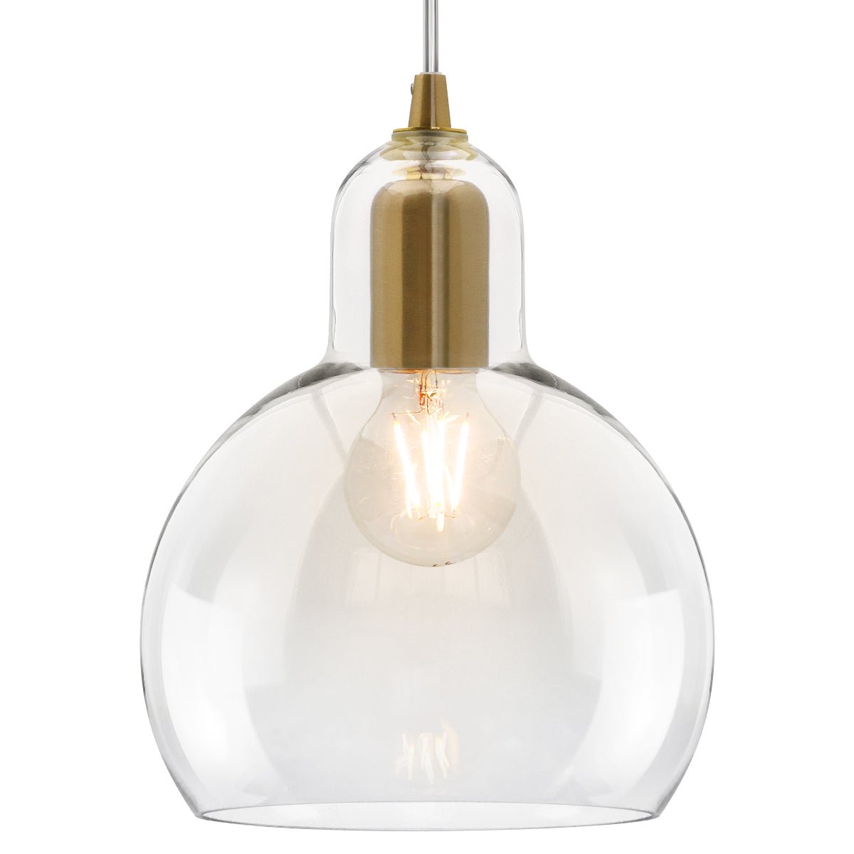 Modern Retro Ceiling Brass Pendant Light Transparent Globe Glass Lamp Shade - Energy Light Bulbs - Free delivery on all orders