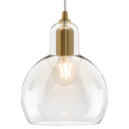 Modern Retro Ceiling Brass Pendant Light Transparent Globe Glass Lamp Shade - Energy Light Bulbs - Free delivery on all orders