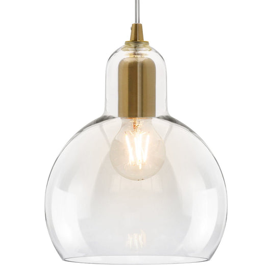 Modern Retro Ceiling Brass Pendant Light Transparent Globe Glass Lamp Shade - Energy Light Bulbs - Free delivery on all orders