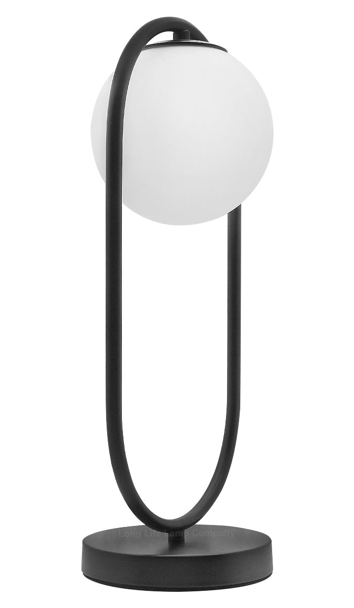 Modern Retro Opaque Globe Black Table Lamp - Energy Light Bulbs - Free delivery on all orders