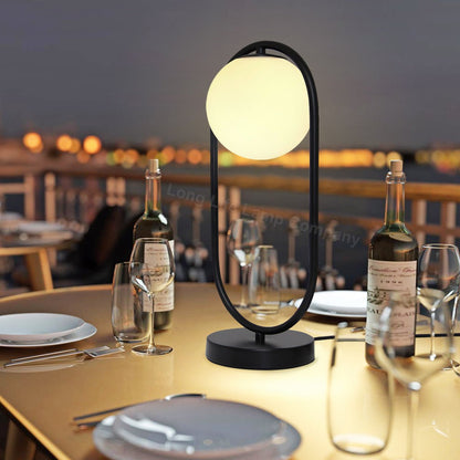 Modern Retro Opaque Globe Black Table Lamp - Energy Light Bulbs - Free delivery on all orders