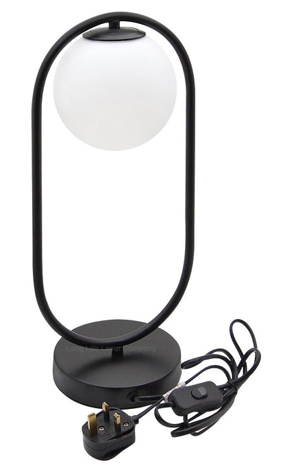 Modern Retro Opaque Globe Black Table Lamp - Energy Light Bulbs - Free delivery on all orders