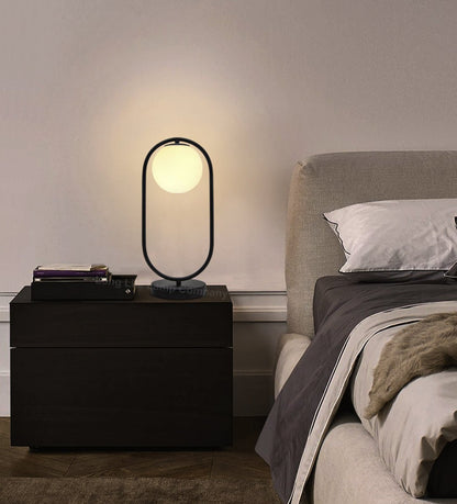 Modern Retro Opaque Globe Black Table Lamp - Energy Light Bulbs - Free delivery on all orders