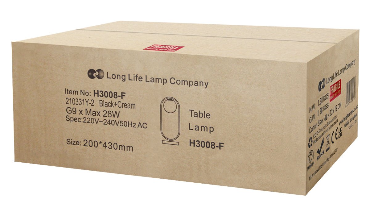 Modern Retro Opaque Globe Black Table Lamp - Energy Light Bulbs - Free delivery on all orders