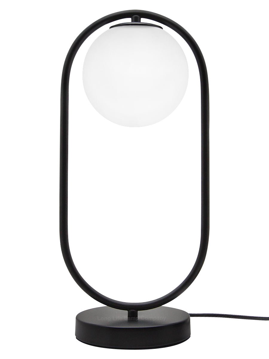 Modern Retro Opaque Globe Black Table Lamp - Energy Light Bulbs - Free delivery on all orders