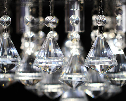 Modern Round Chandelier Ceiling Light Crystal Rain Droplet Reflective Silver Base - Energy Light Bulbs - Free delivery on all orders